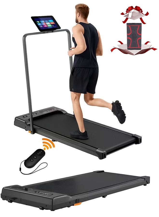 فيتنس ورلد جهاز سير و جري كهربائي يتحمل 100كيلو احترافي 1.75 حصان قابل للطي 2 في 1 مع ميل يدوي مستويين وريموت كنترول مجهز بحامل آيباد وعجلات للحركة السهلة للاستخدام المنزلي واللياقة البدنية - Image 1